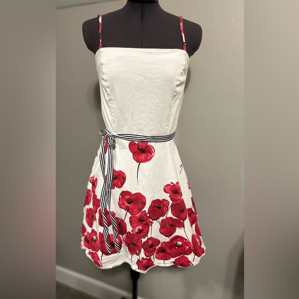 Alyn Paige Wite and Pink Floral Print Dress Juniors 15/16